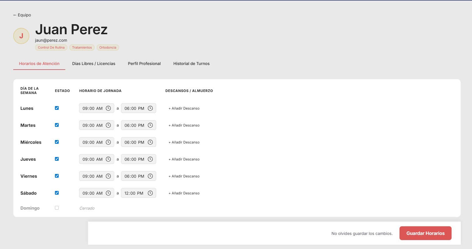 Agenda por barbero y horarios en FLAP para barberías