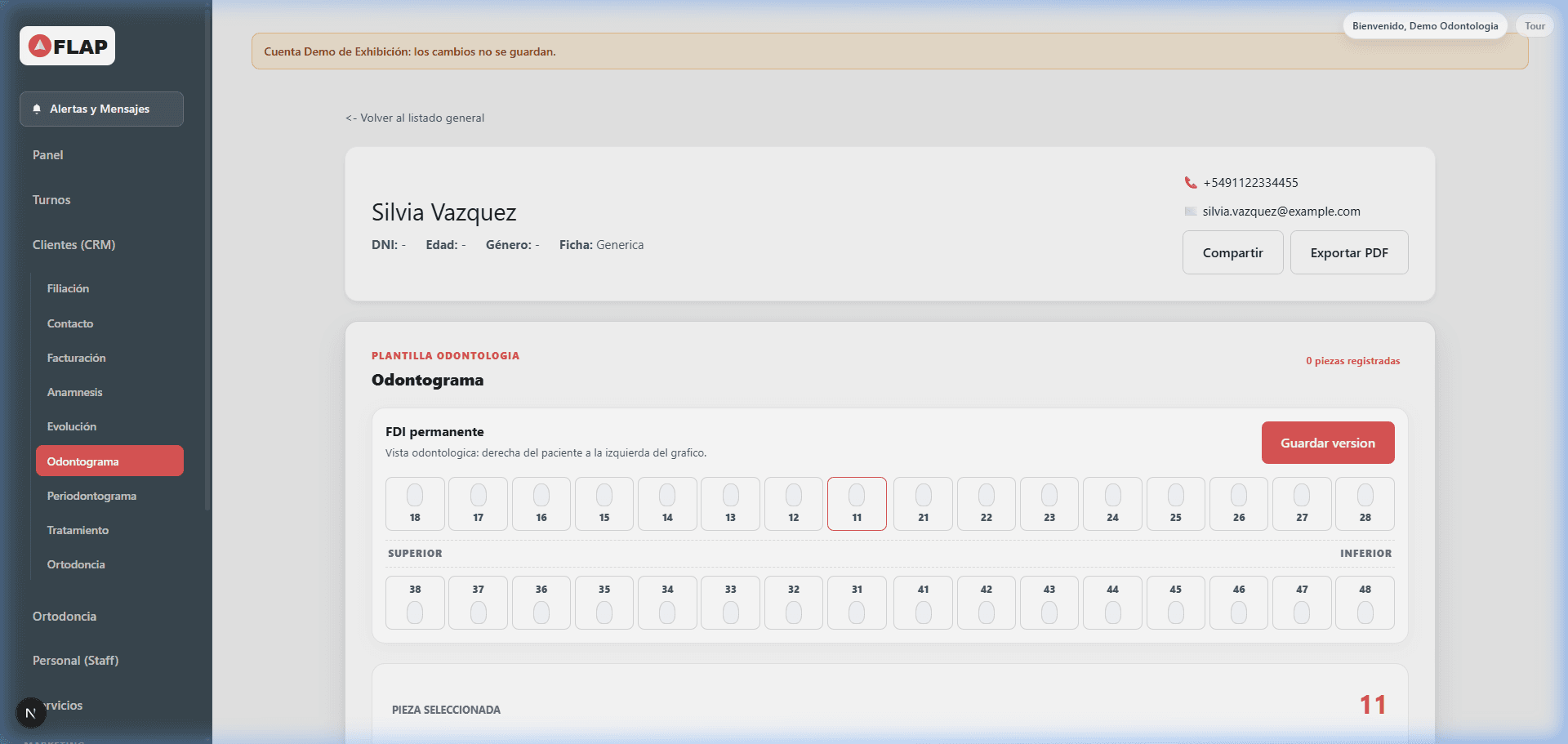 Odontograma Digital en FLAP